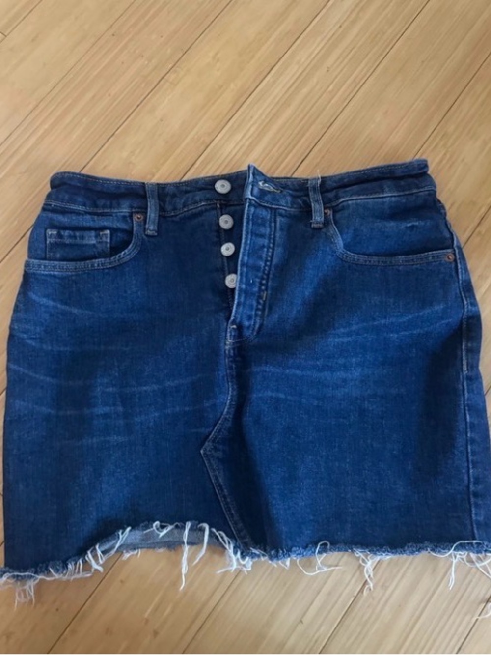 Old Navy Dark Blue Denim Mini Skirt with Button Front
